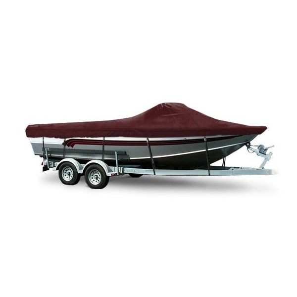 Eevelle Boat Cover ALUMINUM FISHING Walk Thru Windshield, Outboard Fits 17ft 6in L up to 100in W Burgundy SCAVWT17100B-BRG - main